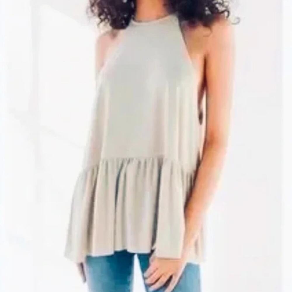 High Neck Halter Top Peplum Beachy Flowy Top Kimchi Blue TJ